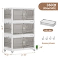 thumbnail image 5 of Broview 90Gal Stackable Storage Bins with 3x Lids, Front and Side Open Doors, Collapsible Closet Organizer and Storage Cabinet, Plastic Folding Box with Wheel Drawer for Home Office, 3Pack White, 5 of 10