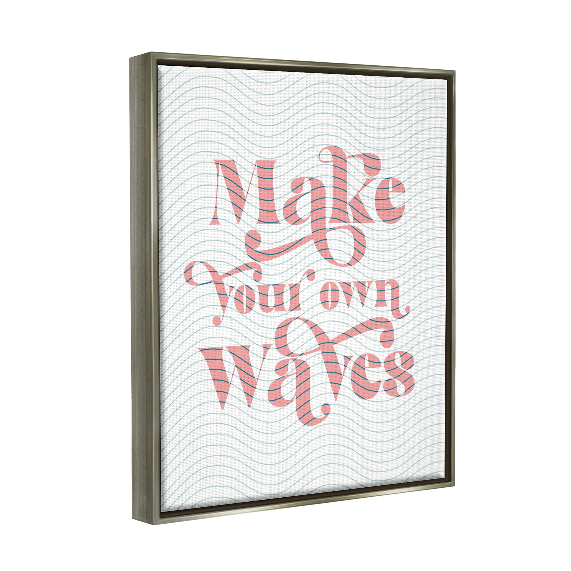 Stupell Industries Make Your Own Waves Groovy Patterned Stripes Graphic Art Luster Gray Floating Framed Canvas Print Wall Art, Design by Daphne Polselli