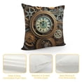 thumbnail image 4 of JRXY  Set of  Throw Pillow Cover Blue Beauty Rusty Steampunk with Clock and Different Kinds of Gears Bronze Square Hidden Zipper Home Cushion Decorative Pillowcase White, 4 of 5