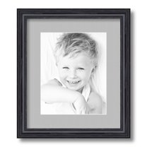 ArtToFrames 12x14" Matted Picture Frame with 8x10" Single Mat Photo Opening Framed in 1.25" Black Stain on Solid Red Oak and 2" TV Grey Mat (FWM-4083-12x14)