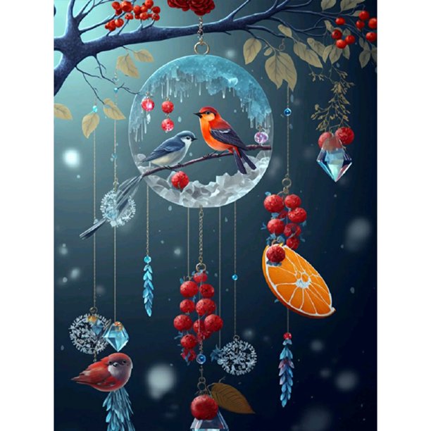 Pintura de diamante 5D DIY Taladro redondo completo Flor Wind Chime Kit Decoración para el hogar (A2796) Hugtrwg Para estrenar