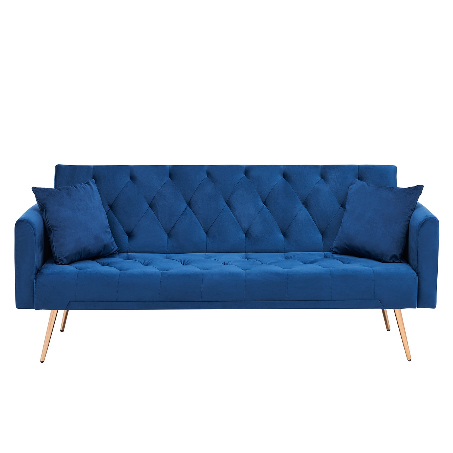 Kadyn 71" Futon Couch, Convertible Double Sofa Bed for Compact Living Space, Modern Velvet Futon Sofa Bed for Living Room, Blue