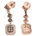 thumbnail image 3 of 14K Rose Gold Brown Diamond Danglers Ladies Rectangle Earrings 1.25" 0.63 CT., 3 of 5