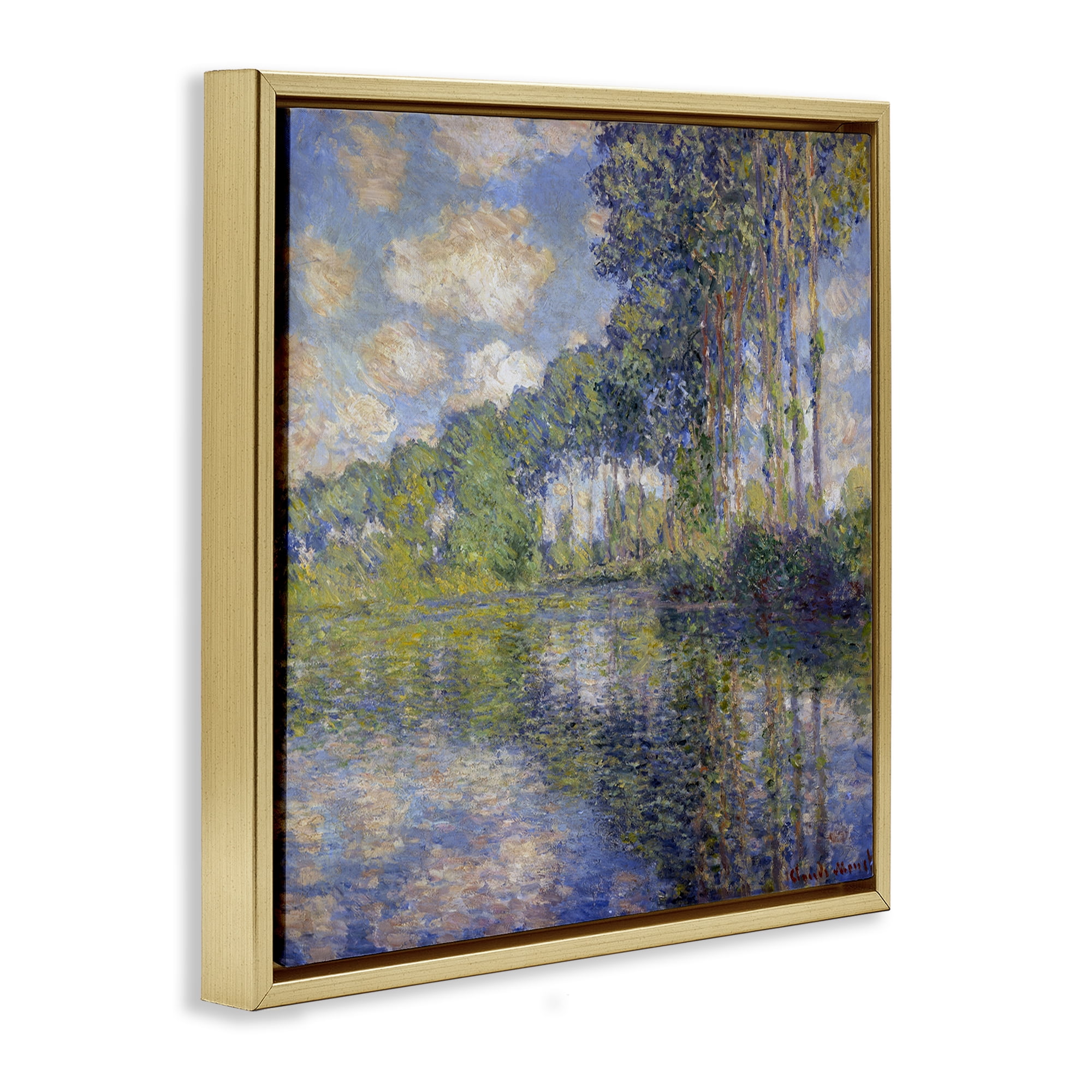 Stupell Industries Classic Monet Poplars on the Epte Landscape & Nature Painting Gold Floater Framed Canvas Art Print Wall Art, 25 x 25