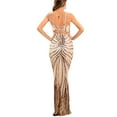 thumbnail image 3 of SWSMCLT Women's Sequin Evening Dresses Elegant Maxi Formal Gown Wedding Party Sparkle Glitter Backless Lace Up Back Spaghetti Strap Strappy Shiny Floor Length Mermaid Dress Apricot Tan Beige 4, 3 of 3