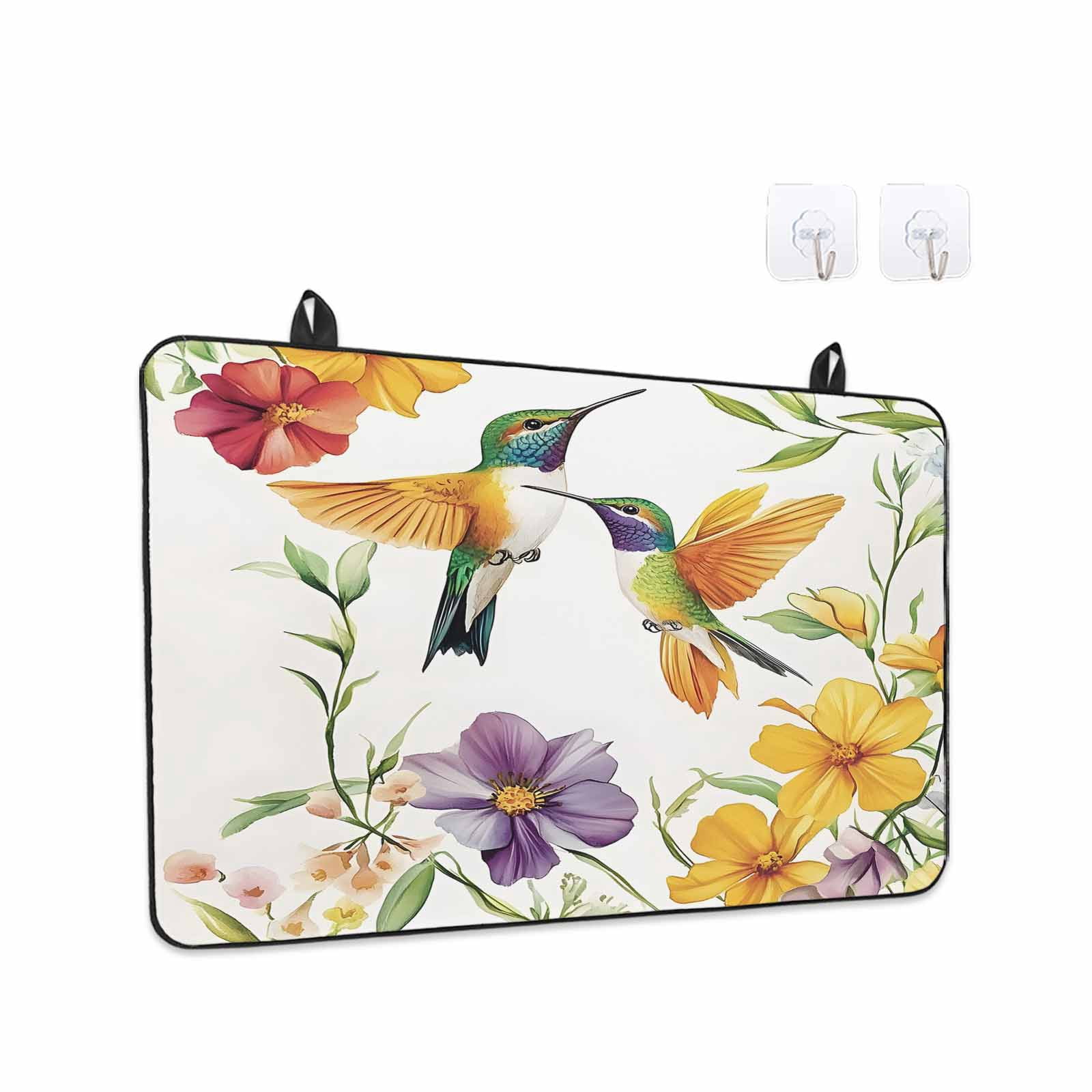 Spring Floral Stove Top Cover for Electric Stove, Heat-proof & Non Slip Glass Top Stove Cover Protector, Summer Botanical Birds Colorful Kitchen Flat Cooktop Rubber Mat 24x21 Inches