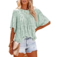 thumbnail image 5 of QWZNDZGR European And American Women's Clothing 2022 Summer New Amazon Shirt Speaker Sleeve Doll Dress Lace Hollow Chiffon Top Woman, 5 of 8