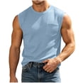 thumbnail image 6 of Pafei Tyugd Tank Shirts for Men with Pocket Casual Crewneck Muscle Tank Tops Big and Tall Sleeveless Basic T-shirt Light Blue M, 6 of 10