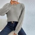 thumbnail image 5 of Ltctricy Cropped Sweaters for Women Casual Long Sleeve Boat Neck Chunky Knit Sweater Tops Fall Winter Pullover Sweaters(Gray,Medium), 5 of 7