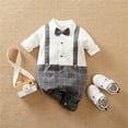 thumbnail image 3 of WIBACKER 0-18M Newborn Baby Boys Gentleman Romper Infant One Piece Long Sleeve Bowtie Outfit Formal Wear Tuxedo Suit, 3 of 6