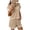 Khaki, variant on Womens Solid Two Piece Lounge Set Crew Neck Short Sleeve Pocket Casual Shorts Matching Sets