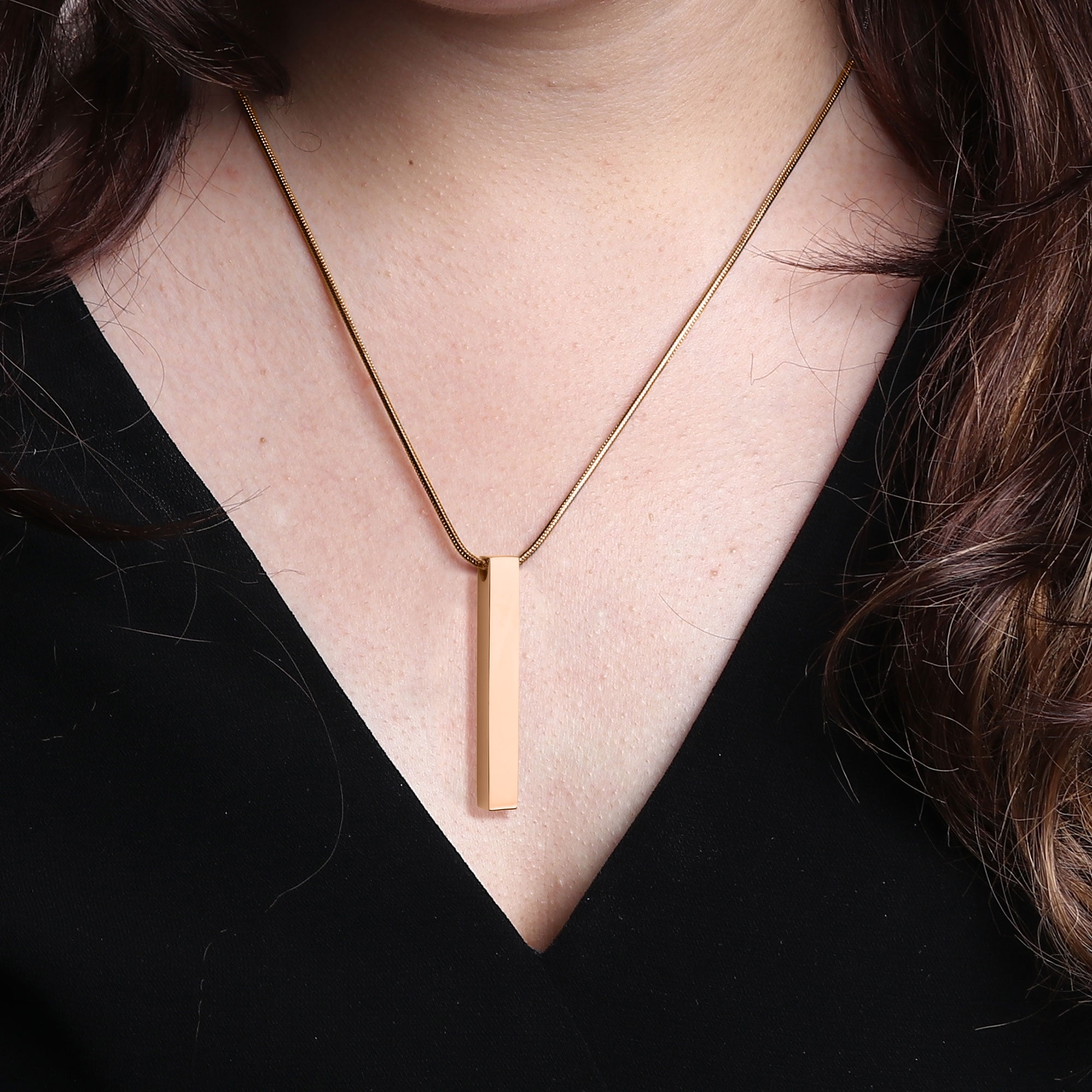Rose Gold 3D Bar Cremation Necklace, Memorial Bar Ashes Holder Necklace, Bar Ashes Holder Container, Bar Keepsake, Bar Ashes Holder Pendant, Fill Kit and Ship Next Day! [Rose Gold, No Engraving]