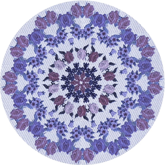 Ahgly Company Machine Washable Indoor Square Transitional Slate Blue Area Rugs, 3' Square