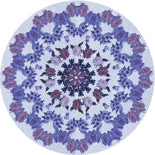 Ahgly Company Tapis de Zone Rond d'Intérieur Lavable à la Machine, Style Transitionnel, Bleu Ardoise, 3 Pieds Rond
