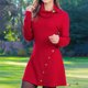 thumbnail image 2 of Vestidos de cadera con botones de cuello alto para mujer, moda de primavera, Color sólido, Diagonal, botonadura única, manga larga, ropa femenina, 2 of 6