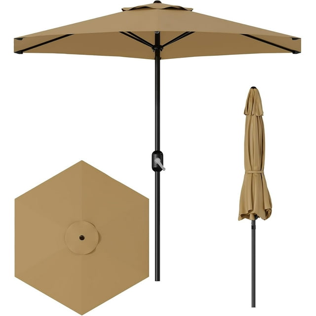 Bingirl Parasol de Patio Extérieur 7,5 Pi Parasol de Table Extérieur Parasol de Marché 6 Nervures Robustes Protection UV Imperméable pour Jardin Terrasse Cour Arrière Piscine