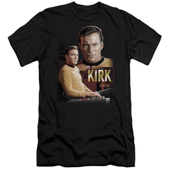 Star Trek Captain Kirk Adult 30/1 T-Shirt Black