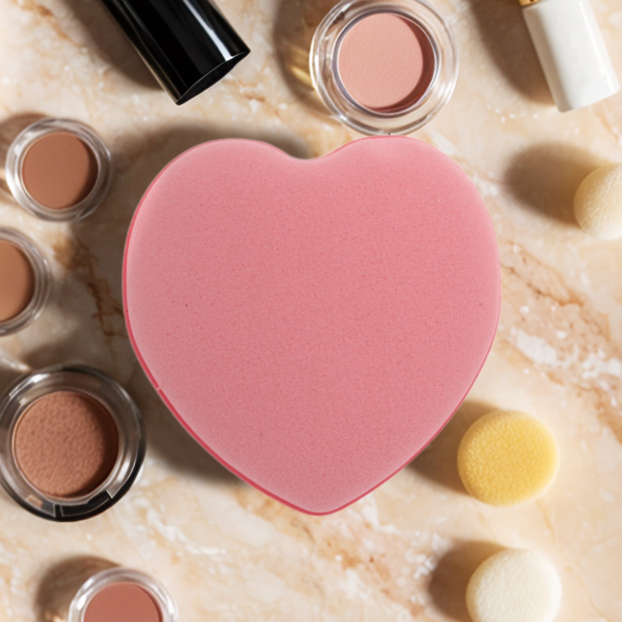 Unique Bargains 5 Pcs Heart-Shaped Face Makeup Sponge for Travel Pink