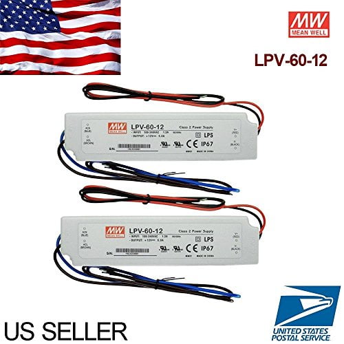 12V MW LPV-60-12 LED Driver Outdoor Waterproof AC-DC 12V 5A Power Supply for LED Sealed Panel Mount LPV Series