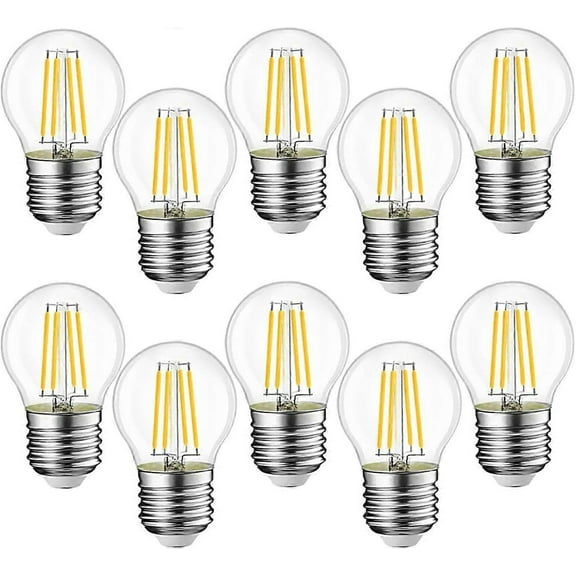 10pcs E27 G45 LED Bulbs 4W Equivalent to 40W, E27 Retro LED Bulbs, Warm Clear 3000K, Glass, 10pcs