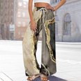thumbnail image 6 of Women’s Loose Fit Geometric Print Wide Leg Pants with Elastic Drawstring Waist and Functional Pockets for Summer Casual Wear Dark Gray M, 6 of 8