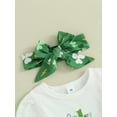 thumbnail image 6 of My First St. Patricks Day Baby Girl Outfits 3 6 9 12 18 Months Clover Print Romper Flared Pants Headband 3Pcs Spring Clothes, 6 of 9