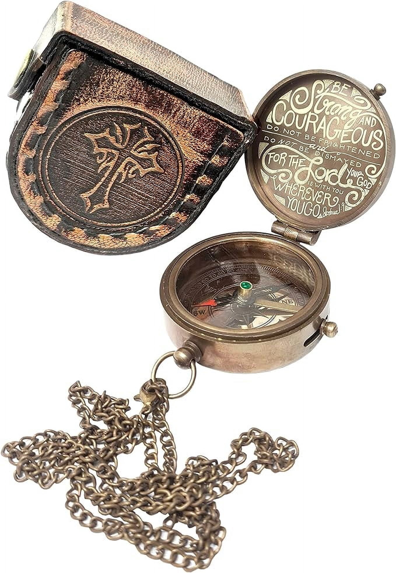 Maritime Treasures Instruments Brass Compass Engraved Gift for Son, Grandson, Daughter, Baptism, Confirmation Communion Godson Church Graduation Day Juasha1-9B