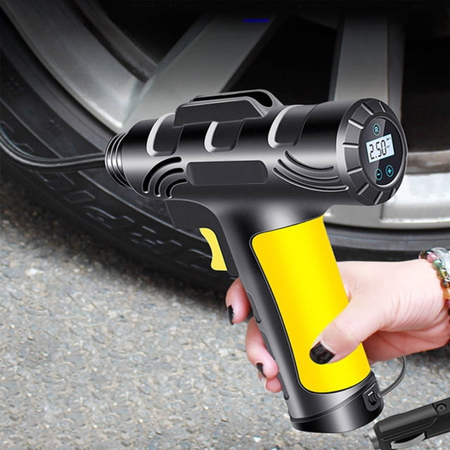 Compressor Tire Inflator, Portable 12V Auto Pump, Digital Pressure Gauge, Emergency LED Light, 120W Power, Automatic Shutdown, Fast Inflation, for Car Bicycle Motorcycle Sports Balls, 3 Nozzles