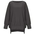 thumbnail image 4 of New Women Sild Slit Solid Basic Swaetshirt Crew Neck Long Sleeved Top Female Furred Edge Slit Stitching Hoodie, 4 of 4