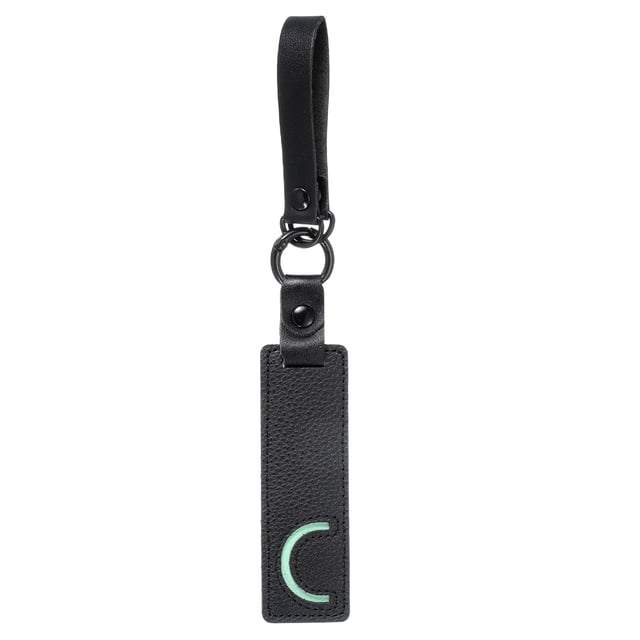 Llave de letra inicial Uxcell, llavero de cuero PU, llavero de alfabeto lindo para mochila, bolso, llaves de coche, letra C negra