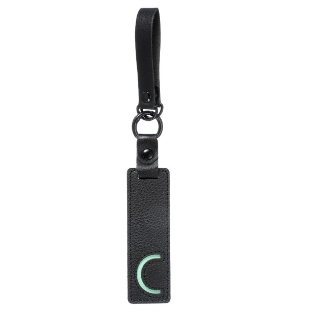 Llave de letra inicial Uxcell, llavero de cuero PU, llavero de alfabeto lindo para mochila, bolso, llaves de coche, letra C negra