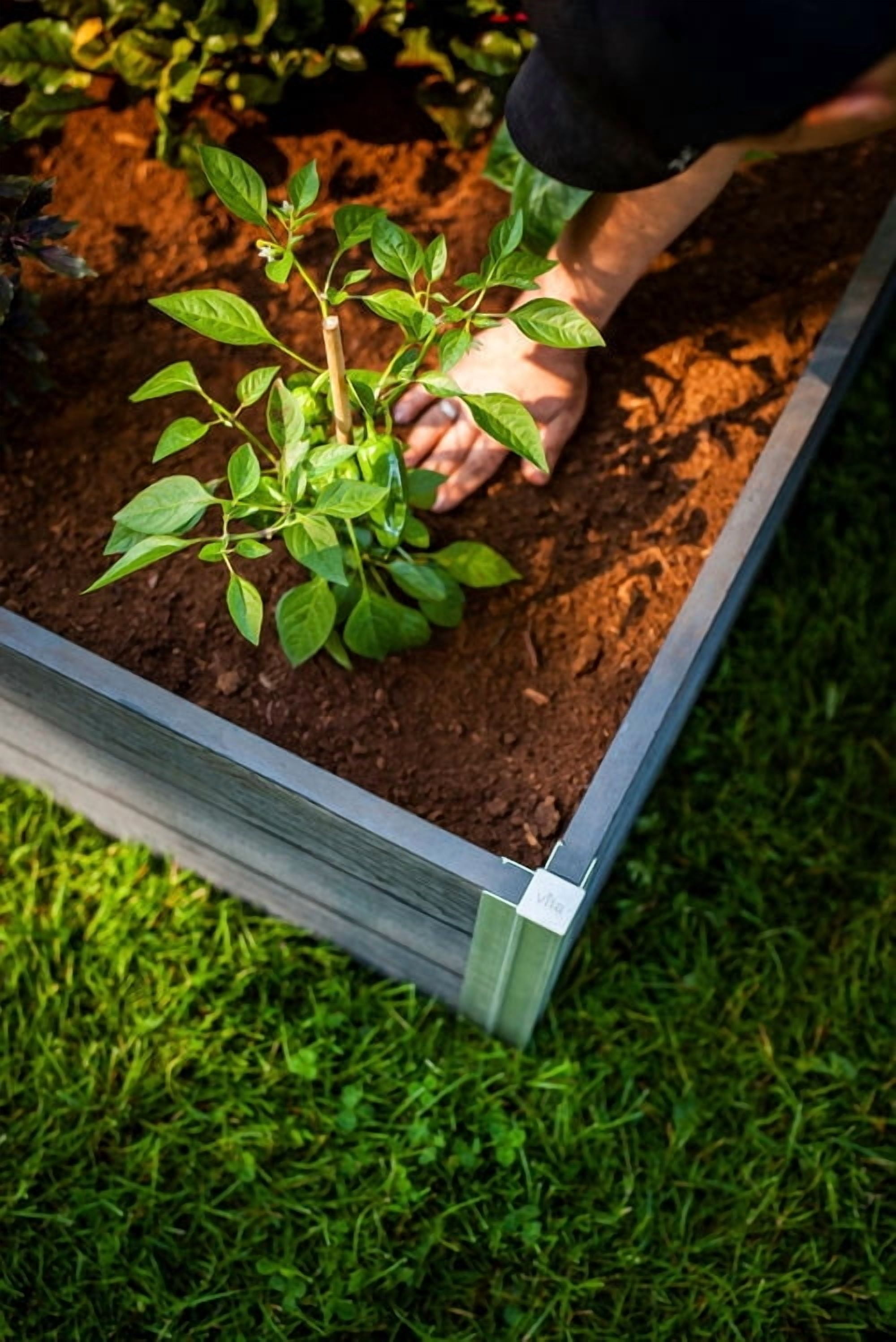 Vita Urbana 48"L x 48"W x 11"H Vinyl Raised Garden Bed, Slate Gray