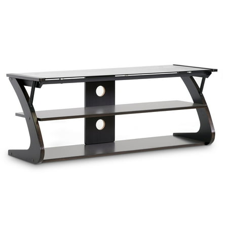 Furniture At Wholesale Prices Wholesale Interiors Sculpten Dark Brown Modern TV Stand with Glass Shelves for TVs up to 45