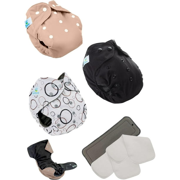 3 Pañales ecológicos interior de fibra de bambú + 4 insertos de microfibra de 4 capas cada uno. pañales de tela Reutilizables
