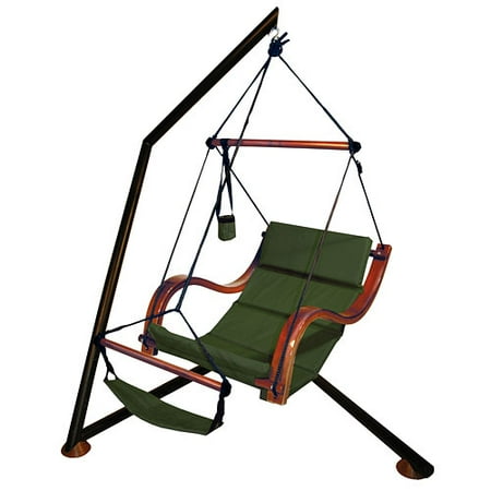 Hammaka Nami Lounger Swing Chair With Stand, Forest Green