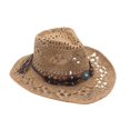 thumbnail image 3 of Sun Hats for Women And Men Solid Color Summer Western Cowboy Hat Hollowed Out Beach Straw Hat, 3 of 3