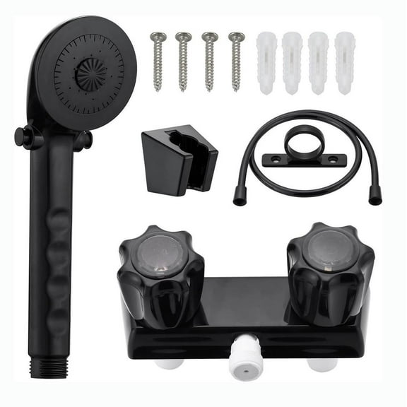 QHUDLV RV Shower Faucet with Hose and Head, RV Outdoor Shower Kits, RV Tub Faucet with Shower Diverter Outdoor Shower Kit Fits for Camper & Motorhome - Easy DIY Bathroom Upgrade for Travel Families