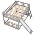 thumbnail image 5 of Low Bunk Bed Full over Full with Convertible Slide and Ladder, Up Bed Fit 6'' Down Bed Fit 8''-10'' Mattress, Load 250lbs 78.8x95.5x49.6inch,Gray, 5 of 8