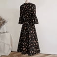 thumbnail image 3 of MORTTIC Women's Bohemian Western Style Floral Dress - V-Neck Ruffle Trim A-Line Dress with Asymmetrical Hem Floral，S, 3 of 3