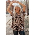 thumbnail image 3 of Fashionable Brown Leopard Print Half Sleeve T-Shirt for Daily Wear | [ZhiHiMeRi] | (US 4-6)S, 3 of 12
