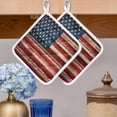 thumbnail image 2 of Vintage American Flag Pot Holders for Kitchen Heatproof Potholder, 2 Pack Retro Red Blue Flag Hot Pads Multipurpose Oven Pads Cloth Potholders Trivet for Cooking and Baking, 2 of 8