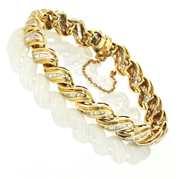14K Yellow Gold Fancy Ladies Bracelet with Baguette Diamonds Women`s 3.50 ct.t.w