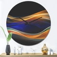 thumbnail image 2 of Designart '3D Blue Gold Wave Design ' Modern Wood Wall Clock, 2 of 5