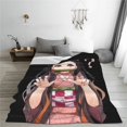 thumbnail image 4 of Manta de franela suave y cálida de Demon Slayer Nezuko para dormitorio, sala de estar, dormitorio durante toda la temporada, 4 of 5