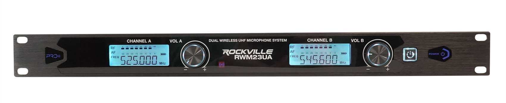 Rockville RWM23UA UHF Wireless Pro Rack Mount Dual Microphone System/20 Channel
