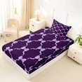 thumbnail image 4 of Manfei Lavender Satin Bow Dark Purple Twin Sheet Sets, Shiny Ribbon Bedding for Girls Women, 3pcs, 4 of 5