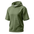 thumbnail image 6 of IAJDKMEK Men's Short Sleeve Hooded Shirt - Retro Casual Top, Vintage Shirt for Men, Soft Breathable Summer Pullover Shirt,Army Green L, 6 of 9