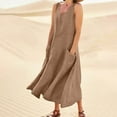 thumbnail image 6 of Xixinqiwan Women's and Women's Plus Dresses,Women's Linen Summer Dress Sleevelesss Scoop Neck Tank Dresses Flowy Swing Maxi Dress with Pockets, 6 of 6