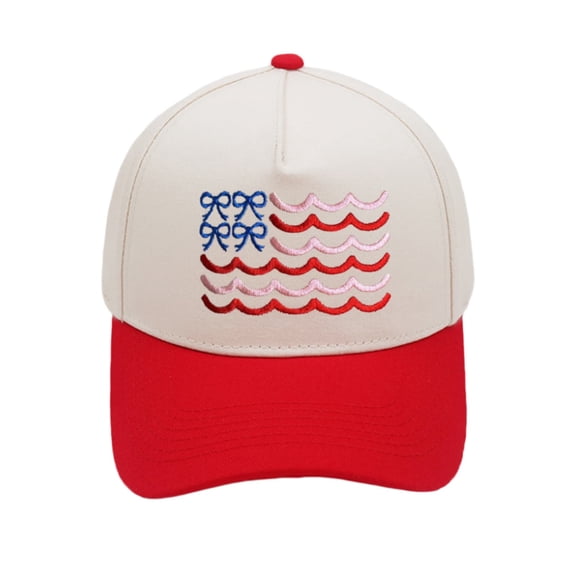 Red Patriotic Embroidered Baseball Cap, Classic Flag Pattern With Adjustable Head Circumference, Lightweight Sun Hat for Holiday Celebrations, Outdoor Activities, Parade Use and Summer Travel