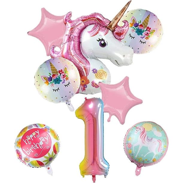 Otros globos decorativos de unicornio para el primer cumpleaños de jardín, globos de unicornio de 100 cm, decoraciones para fiestas de cumpleaños, globos de aluminio para fiesta de cumpleaños de